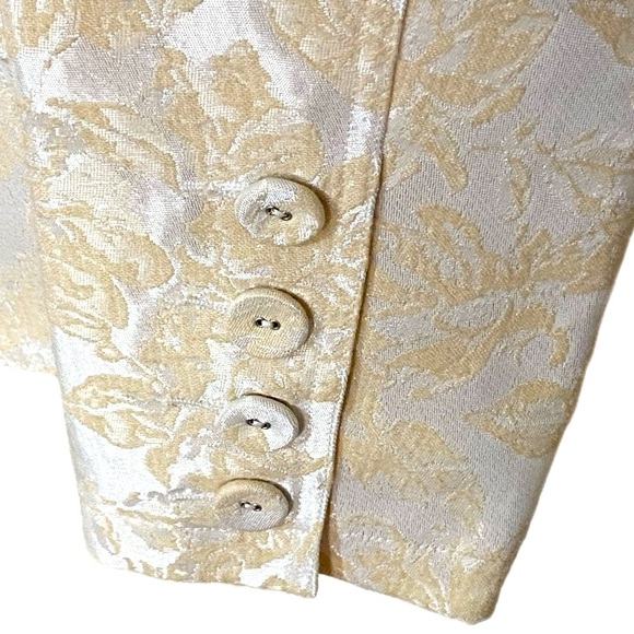 AMERICAN EXCHANGE Elegance Eloise Vintage Floral Brocade Ivory-Cream Blazer Sz L - Picture 4 of 6